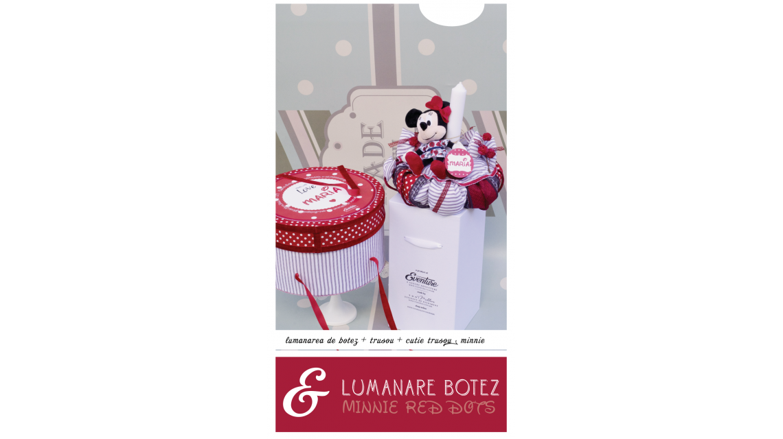 Trusou de botez pentru fetite de inspiratie Disney cu Minnie Mouse, Red Dots  6